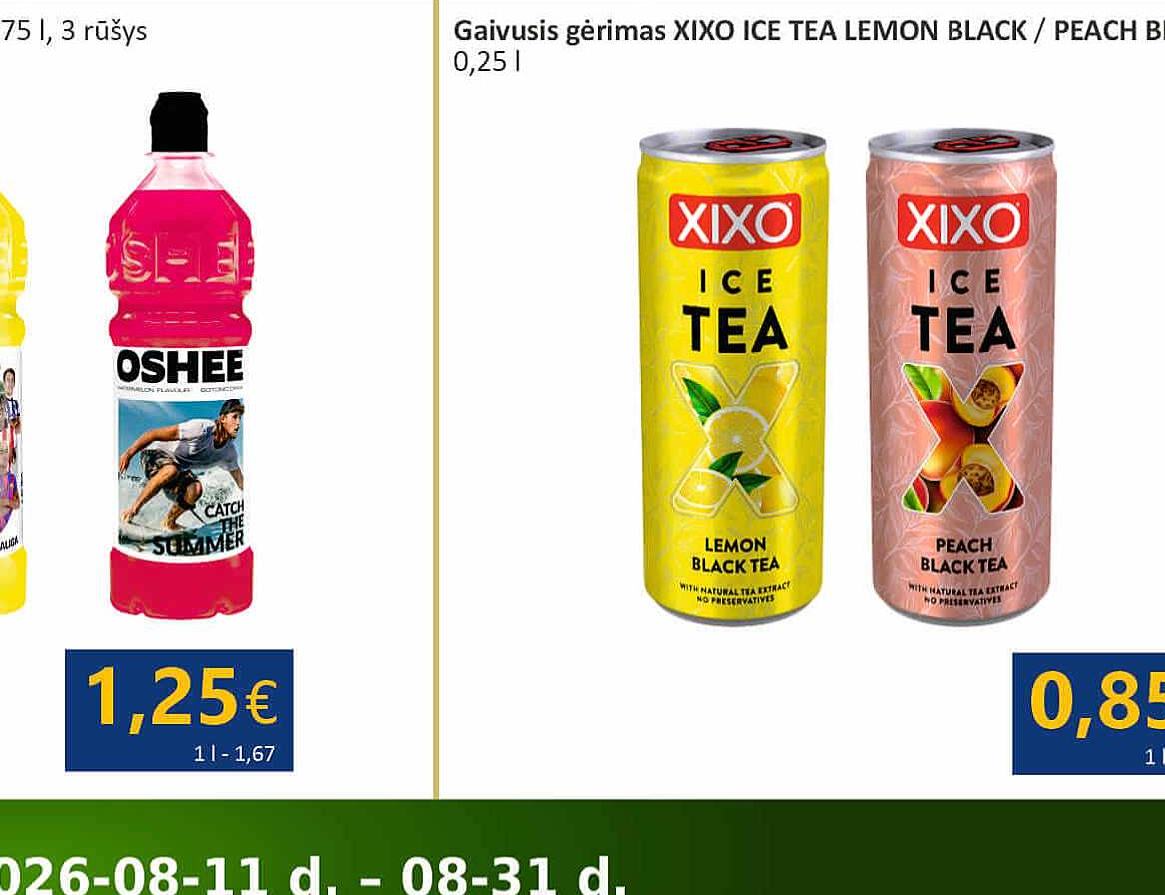 Gaivusis gėrimas XIXO ICE TEA LEMON BLACK / PEACH BLACK, 0.25 l