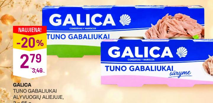 GALICA TUNO GABALIUKAI ALYVUOGIŲ ALIEJUJE, 3 x 65 g
