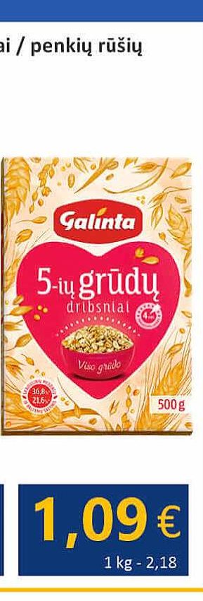 GALINTA penkių rūšių grūdų dribsniai, 500 g
