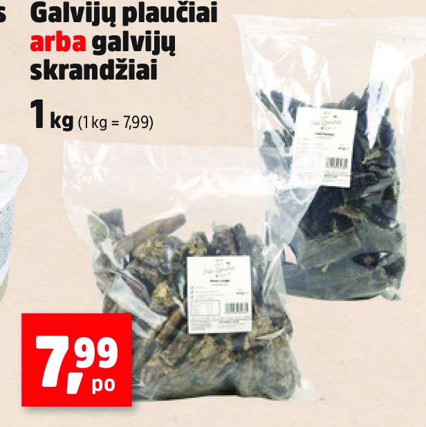 Galvijų plaučiai arba galvijų skrandžiai, 1 kg
