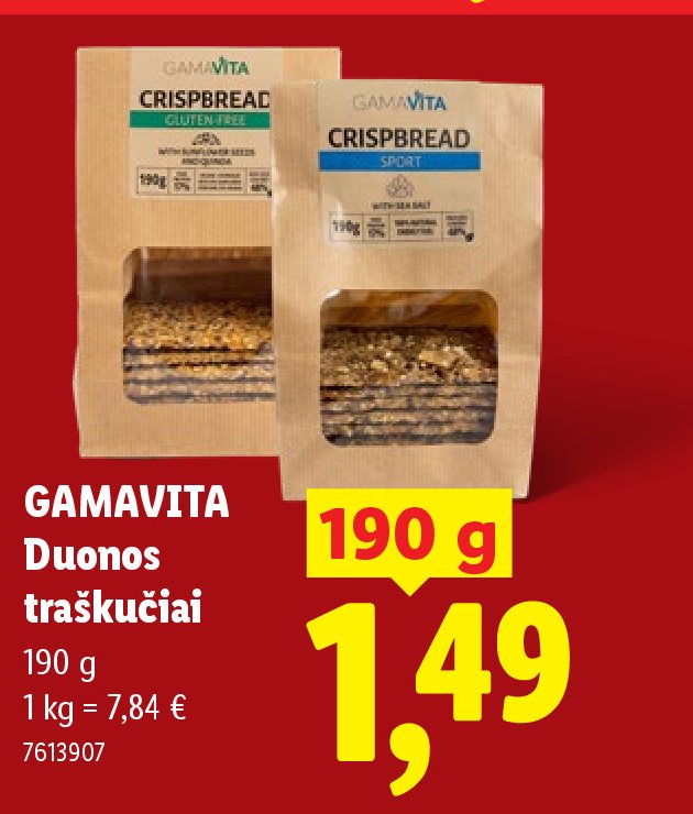GAMAVITA Duonos traškučiai, 190 g