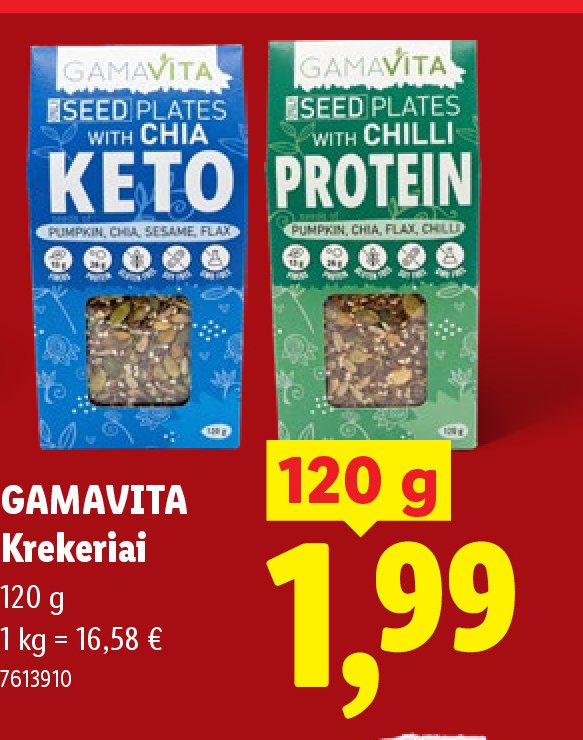 GAMAVITA Krekeriai, 120 g