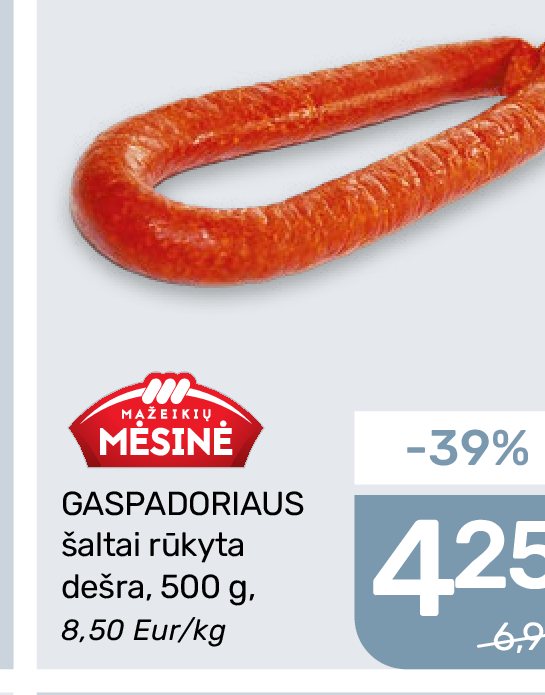 GASPODORIAUS šaltai rūkyta dešra, 500 g
