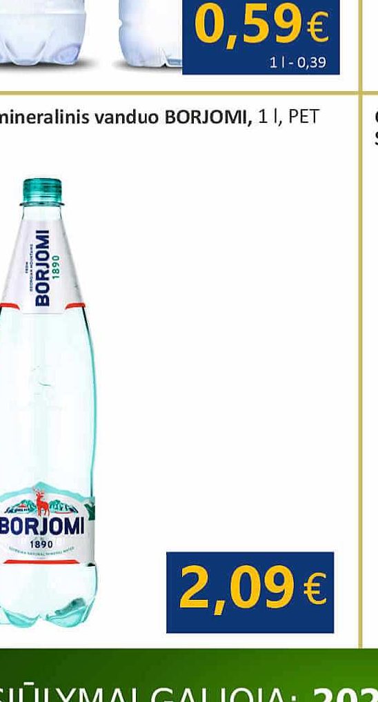 Gaz. mineralinis vanduo BORJOMI, 1 l