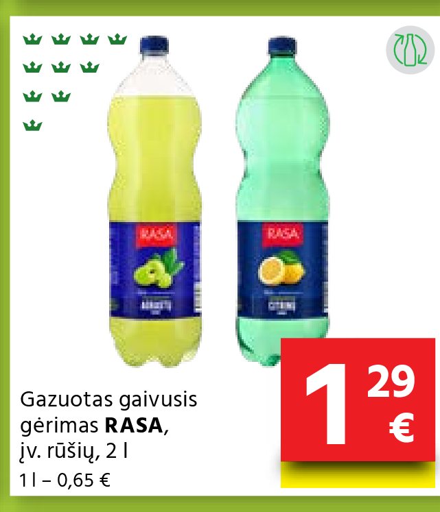 Gazotas gaivusis gėrimas RASA, 2 l