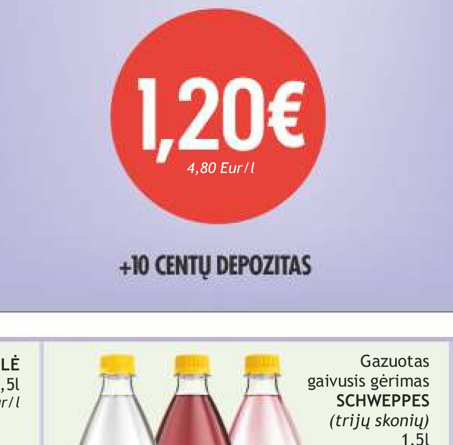 Gazoutas gaivusis gėrimas SCHWEPPES, 1.5 l