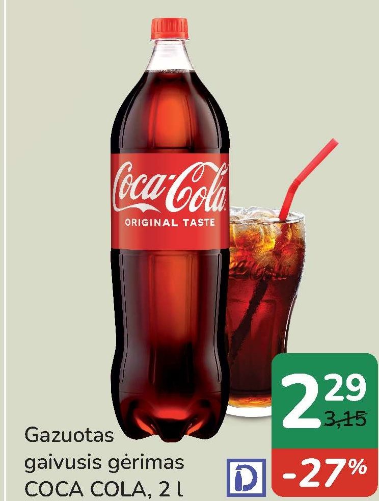 Gazuo tas gaivusis gėrimas COCA COLA, 2 l