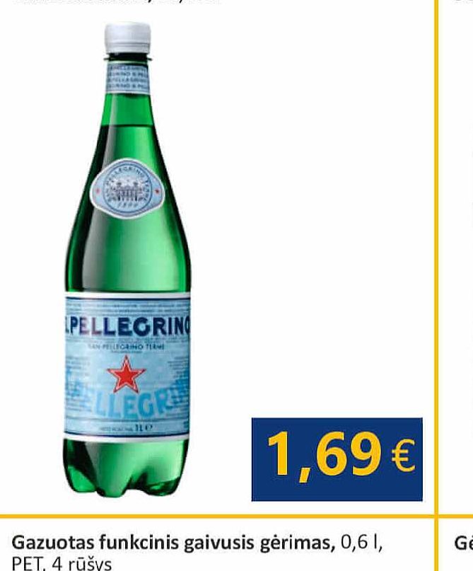 Gazuo tas natūralus mineralinis vanduo S. PELLEGRINO, 1 l