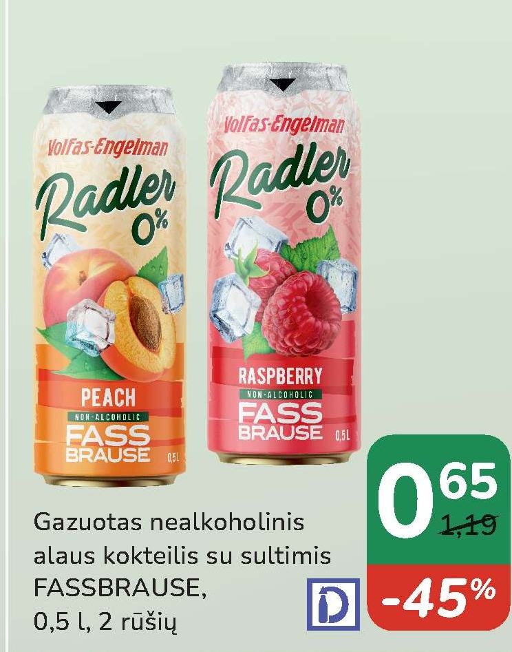 Gazuo tas nealkoholinis alaus kokteilis su sultimis FASSBRAUSE, 0.5 l