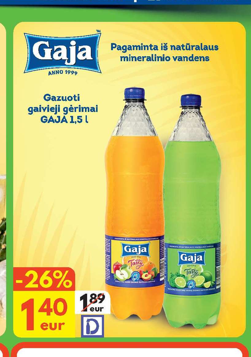 Gazuoati gaivieji gėrimai GAJA, 1.5 l