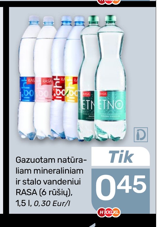 Gazuotam natūraliam mineraliniam ir stalo vandeniui RASA, 1.5 l