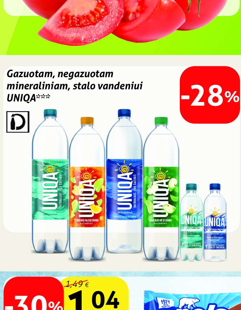 Gazuotam, negazuotam mineraliniam, stalo vandeniui UNIQA