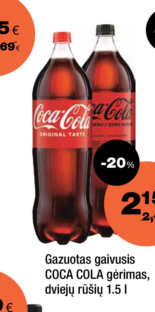 Gazuotas gaivusis COCA COLA gėrimas, 1.5 l