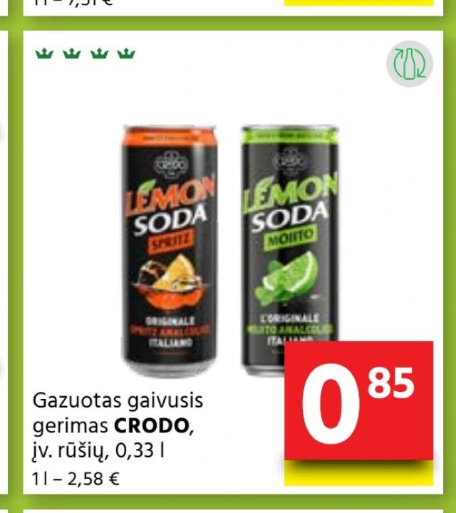 Gazuotas gaivusis gėrimas CRODO, 0.33 l