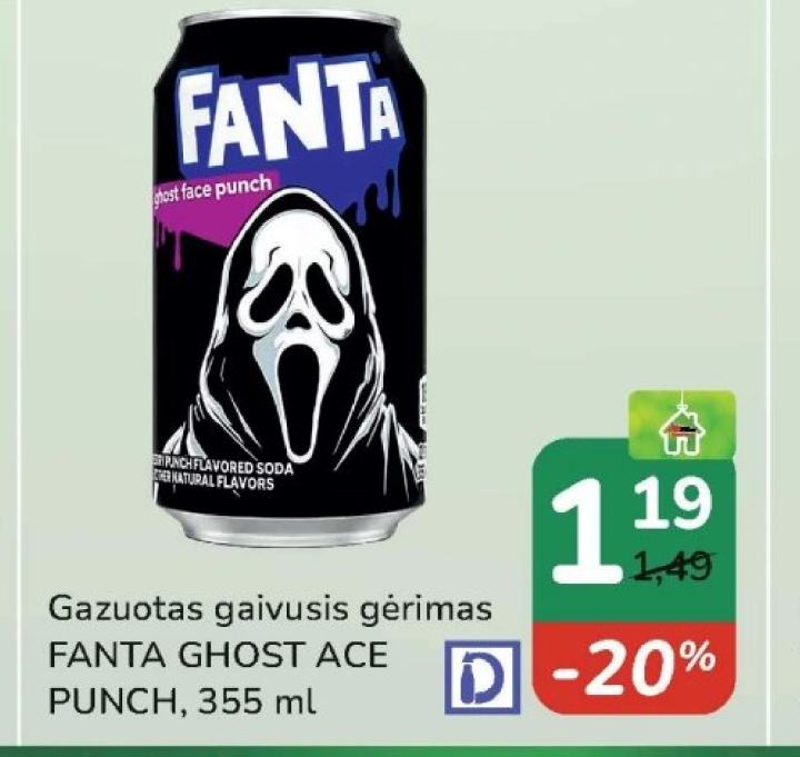 Gazuotas gaivusis gėrimas FANTA GHOST ACE PUNCH, 355 ml