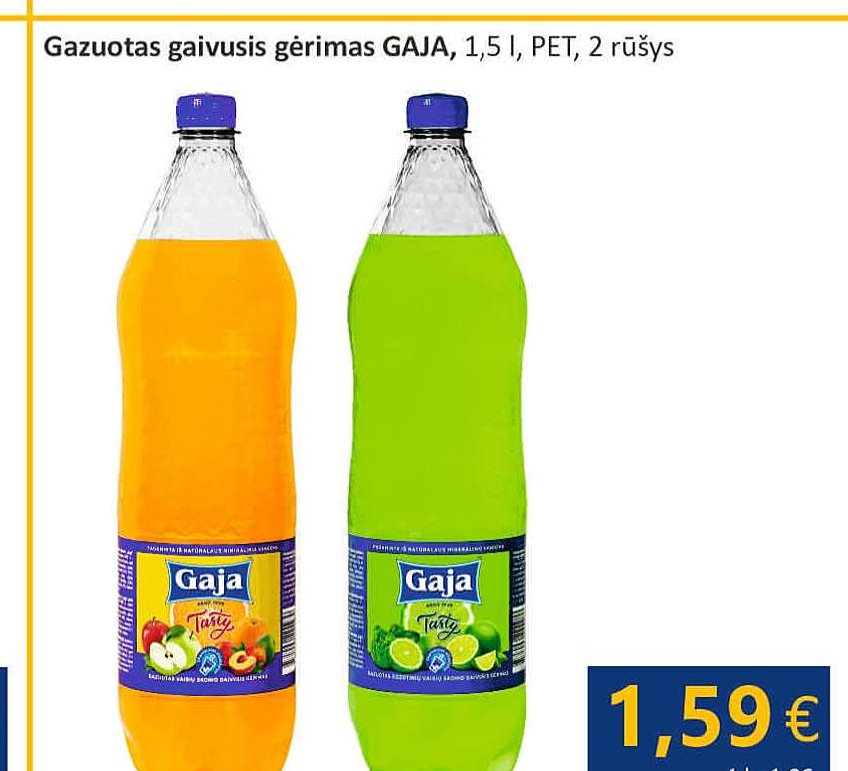 Gazuotas gaivusis gėrimas GAJA, 1.5 l