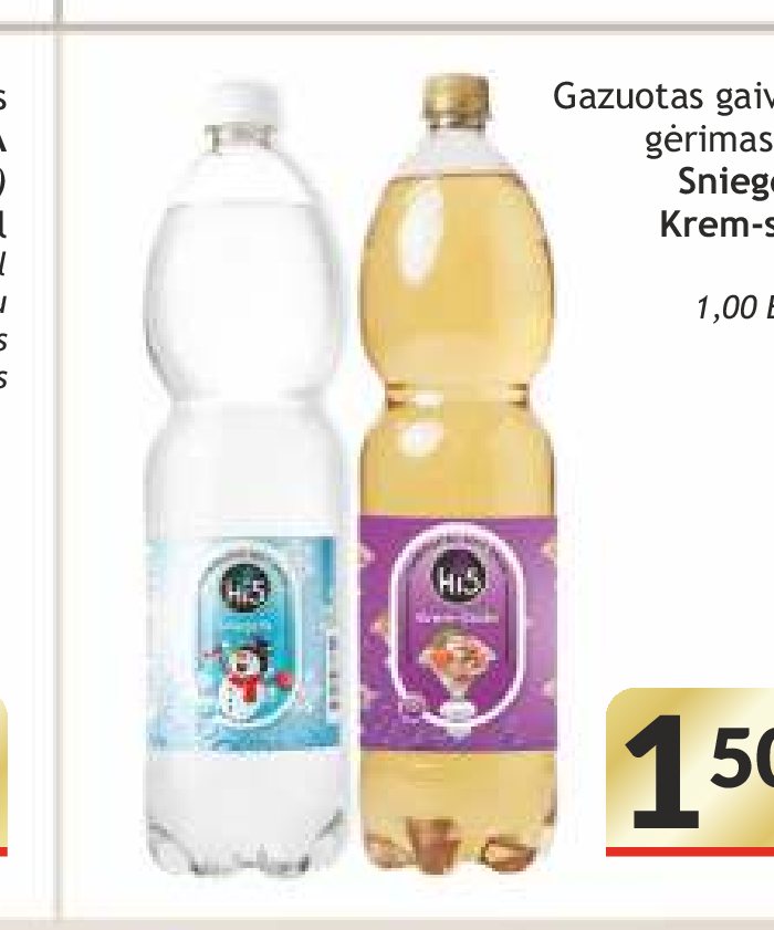 Gazuotas gaivusis gėrimas Hi5 Sniegelis, Krem-soda, 1.5 l
