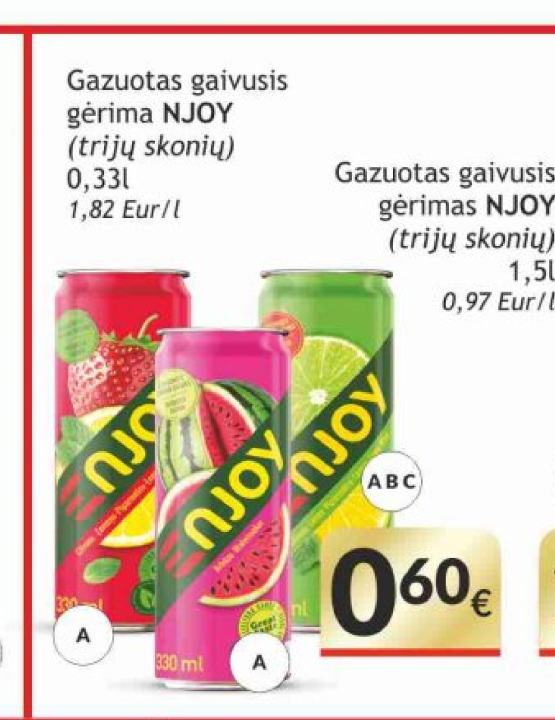 Gazuotas gaivusis gėrimas NJOY, 0.33 l