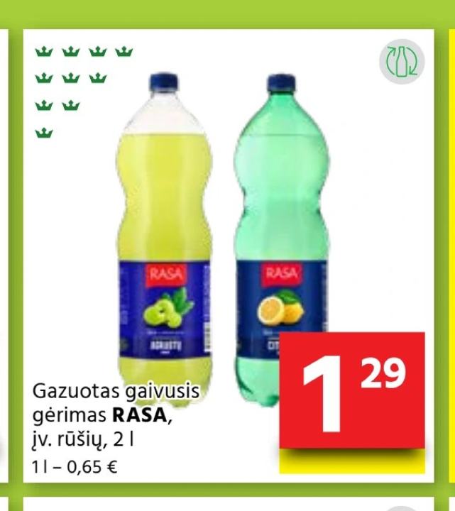 Gazuotas gaivusis gėrimas RASA, 2 l