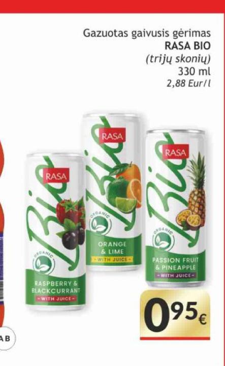 Gazuotas gaivusis gėrimas RASA BIO, 330 ml
