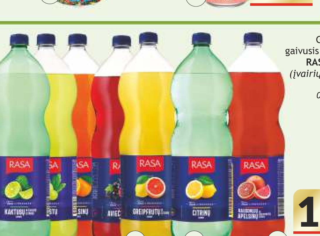 Gazuotas gaivusis gėrimas RASA FRUT, 2 l