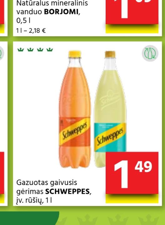 Gazuotas gaivusis gėrimas SCHWEPPES, 1 l