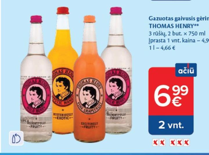 Gazuotas gaivusis gėrimas THOMAS HENRY, 750 ml