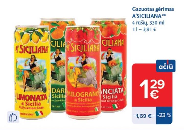 Gazuotas gėrimas A'SICILIANA, 330 ml