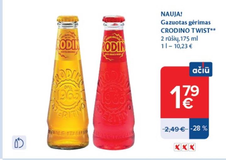 Gazuotas gėrimas CRODINO TWIST, 175 ml