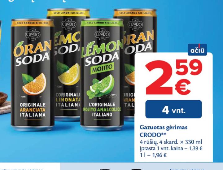 Gazuotas gėrimas CRODO, 4 skard.