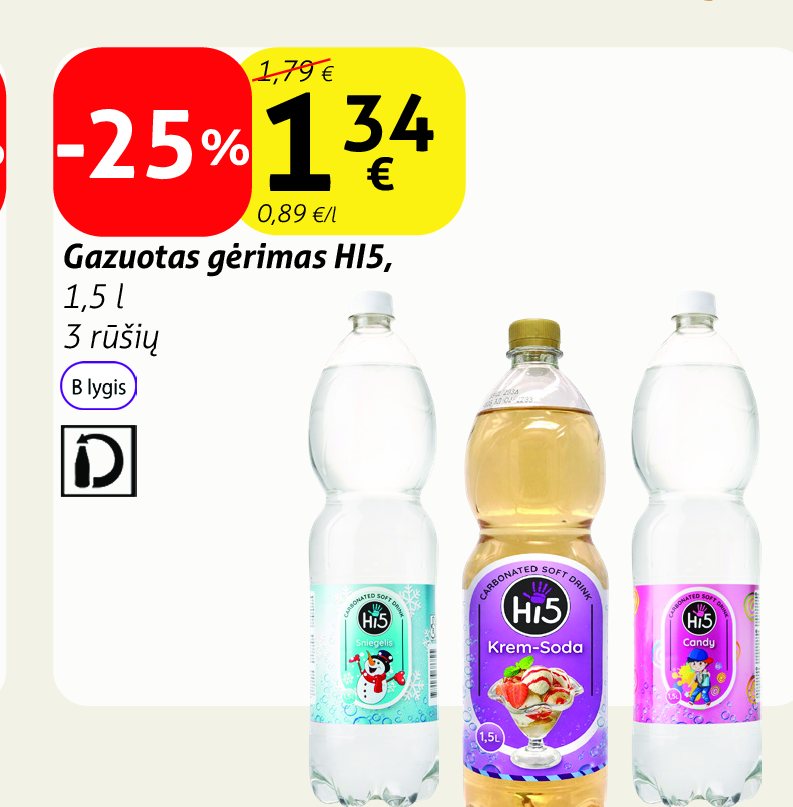 Gazuotas gėrimas HI5, 1.5 l