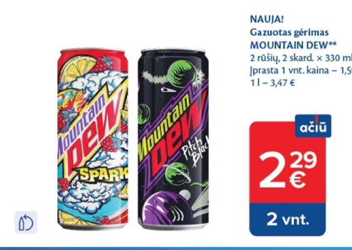 Gazuotas gėrimas MOUNTAIN DEW, 2 skard.
