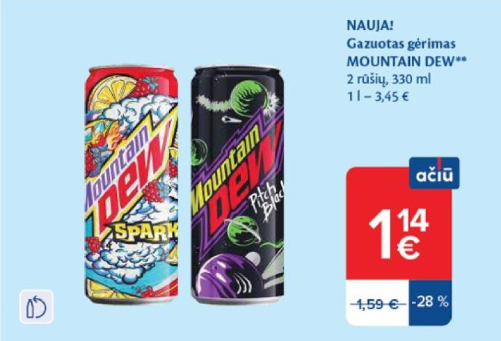 Gazuotas gėrimas MOUNTAIN DEW, 330 ml