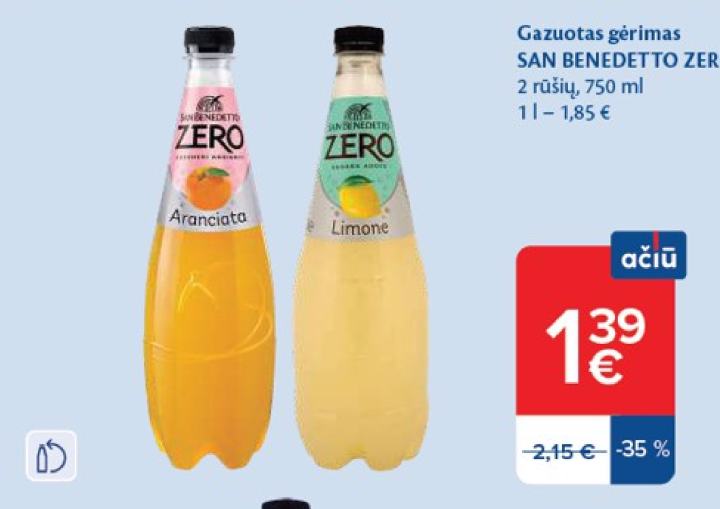 Gazuotas gėrimas SAN BENEDETTO ZERO, 750 ml