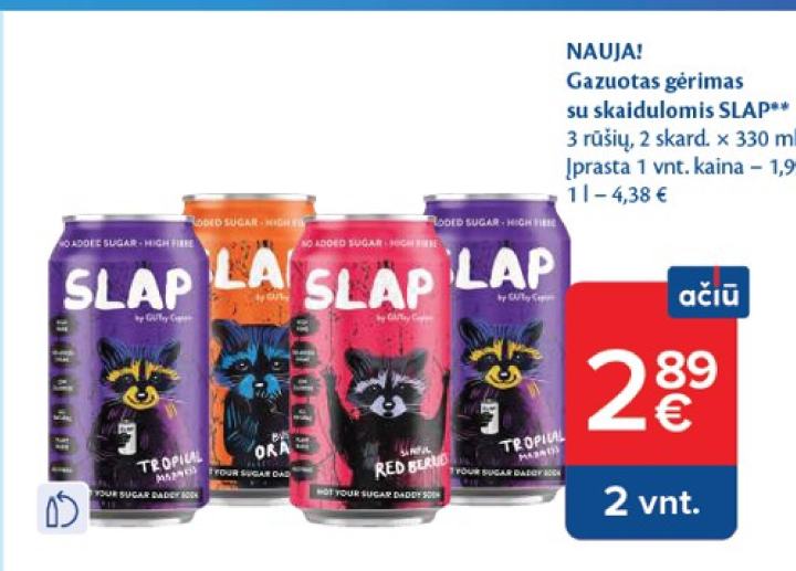Gazuotas gėrimas su skaidulomis SLAP, 2 skard.