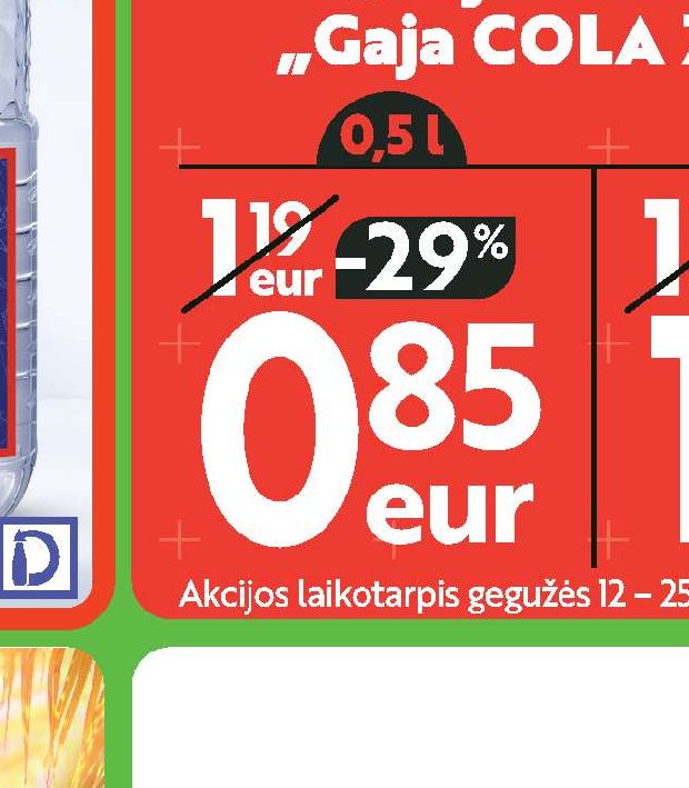 Gazuotas kolos skonio gaivusis gėrimas „Gaja COLA“, 0.5 l