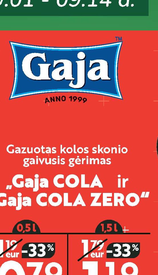 Gazuotas kolos skonio gaivusis gėrimas „Gaja COLA ir „Gaja COLA ZERO“, 0.5 l