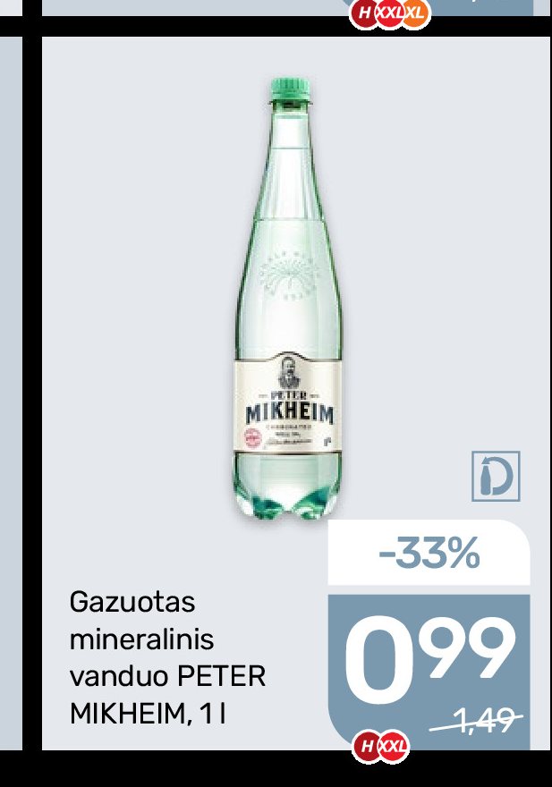 Gazuotas mineralinis vanduo PETER MIKHEIM, 1 l