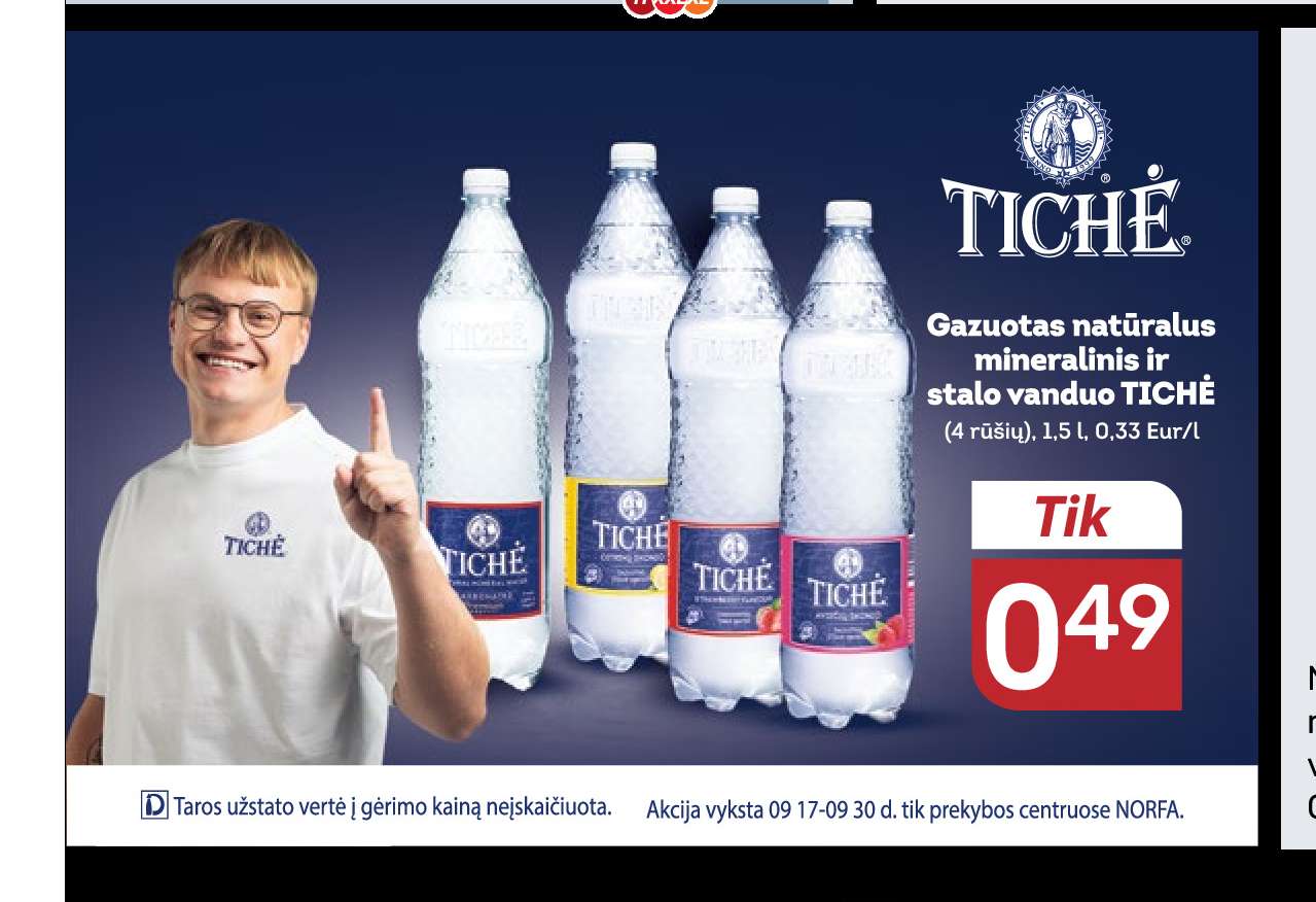 Gazuotas natūralus mineralinis ir stalo vanduo TICHĖ, 1.5 l