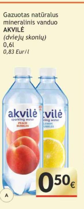 Gazuotas natūralus mineralinis vanduo AKVILĖ, 0.6 l