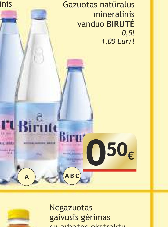 Gazuotas natūralus mineralinis vanduo BIRUTĖ, 0.5 l