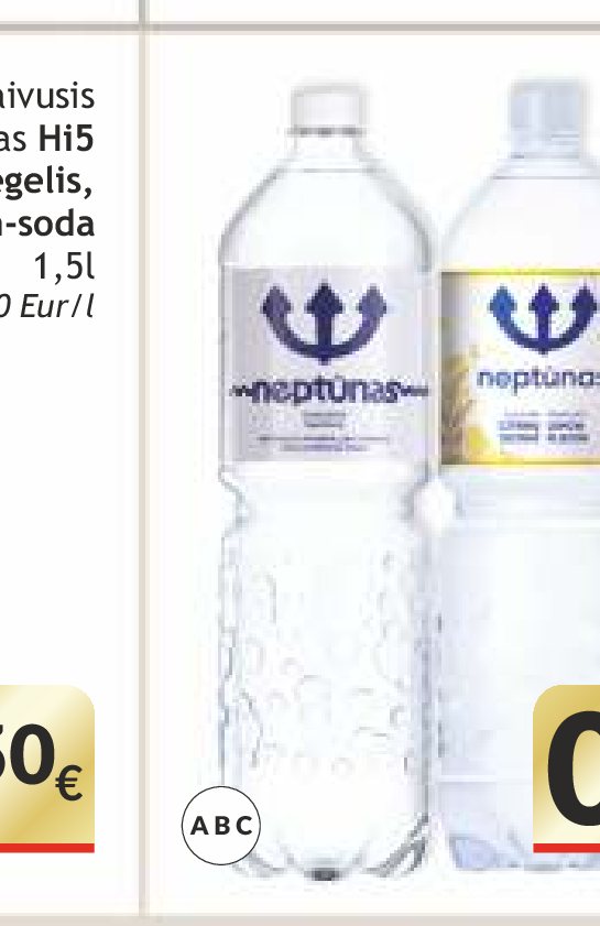 Gazuotas natūralus mineralinis vanduo NEPTŪNAS, 0.5 l