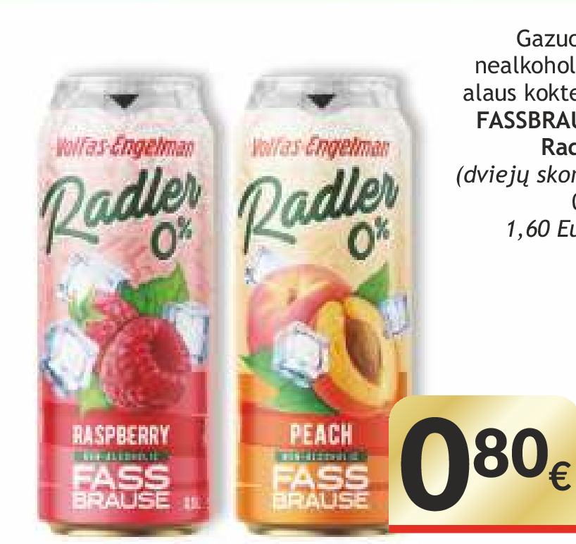 Gazuotas nealkoholinis alaus kokteilis FASSBRAUSE Radler, 0.5 l