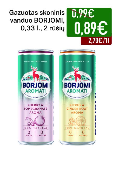 Gazuotas skoninis vanduo BORJOMI, 0.33 l