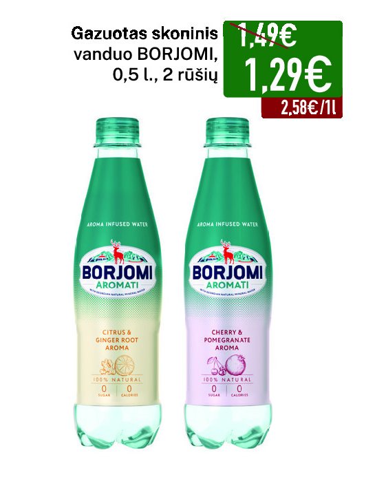 Gazuotas skoninis vanduo BORJOMI, 0.5 l