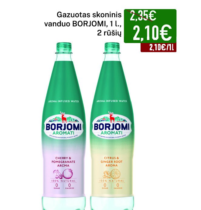 Gazuotas skoninis vanduo BORJOMI, 1 l