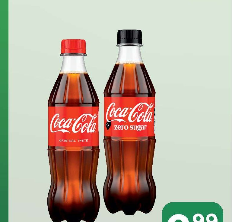 Gazuoti gaivieji gėrimai COCA COLA, COCA COLA ZERO, 0.5 l