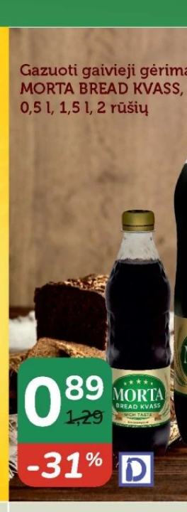 Gazuoti gaivieji gėrimai MORTA BREAD KVASS, 0.5 l