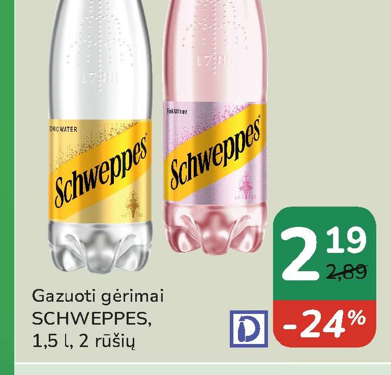 Gazuoti gėrimai SCHWEPPES, 1.5 l