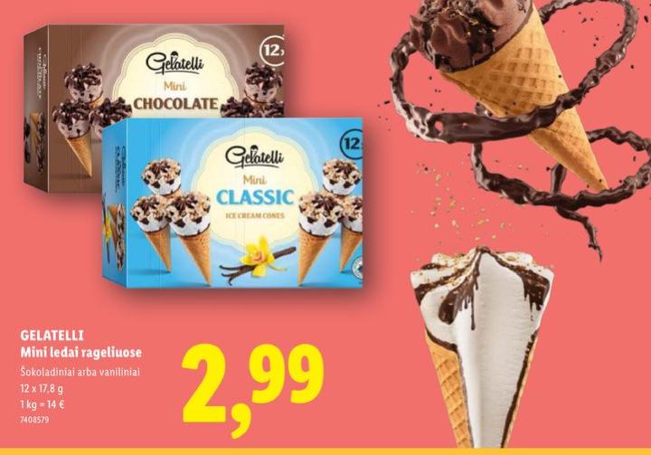 GELATELLI Mini ledai rageliuose, 12 x 17.8 g